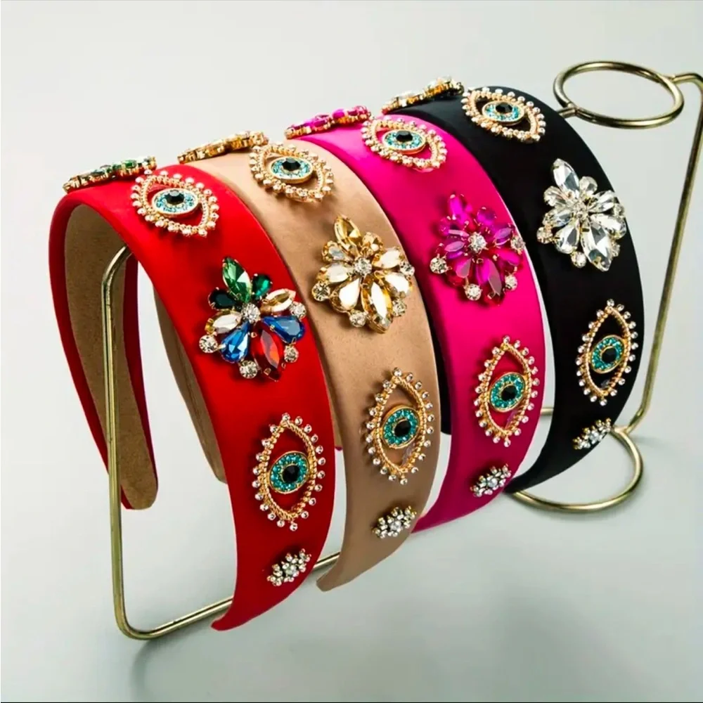 Elle Crystal Rhinestone Padded Coffee Brown Headband